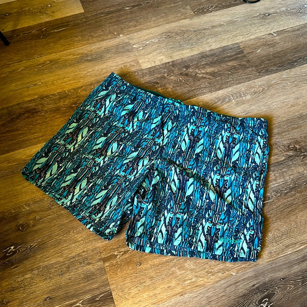 Speedo Teal and Navy Patterned Men's Athletic Swim Shorts